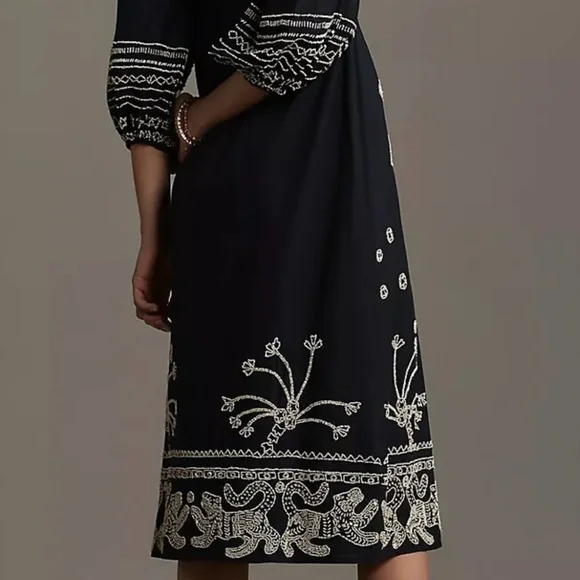 FARM Rio Beaded Midi Dress Sweetheart Neck Cutout Sz Small - Picture 5 of 12